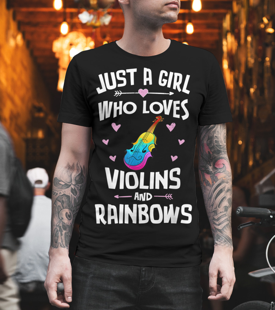 Just a Girl Who Loves Violins and Rainbows T-Shirt