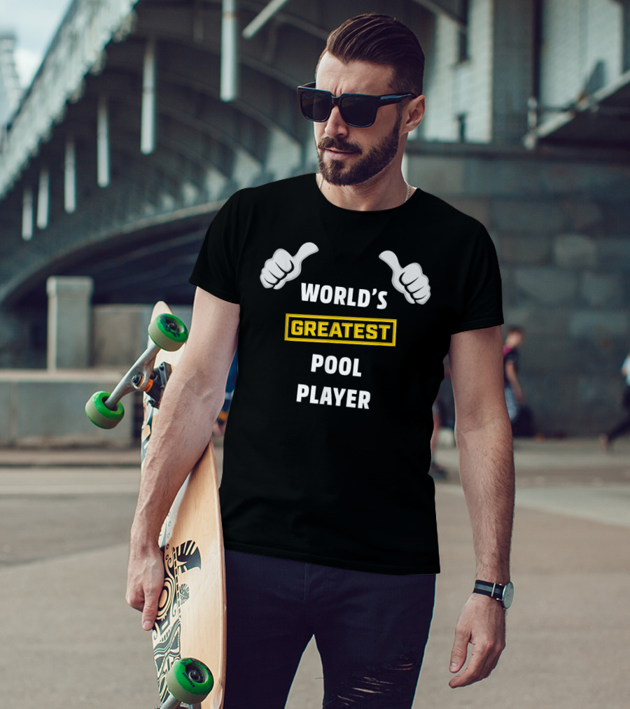 World's Greatest Pool Player Thumbs Up Funny Billiard T-Shirt