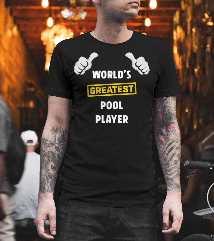 World's Greatest Pool Player Thumbs Up Funny Billiard T-Shirt