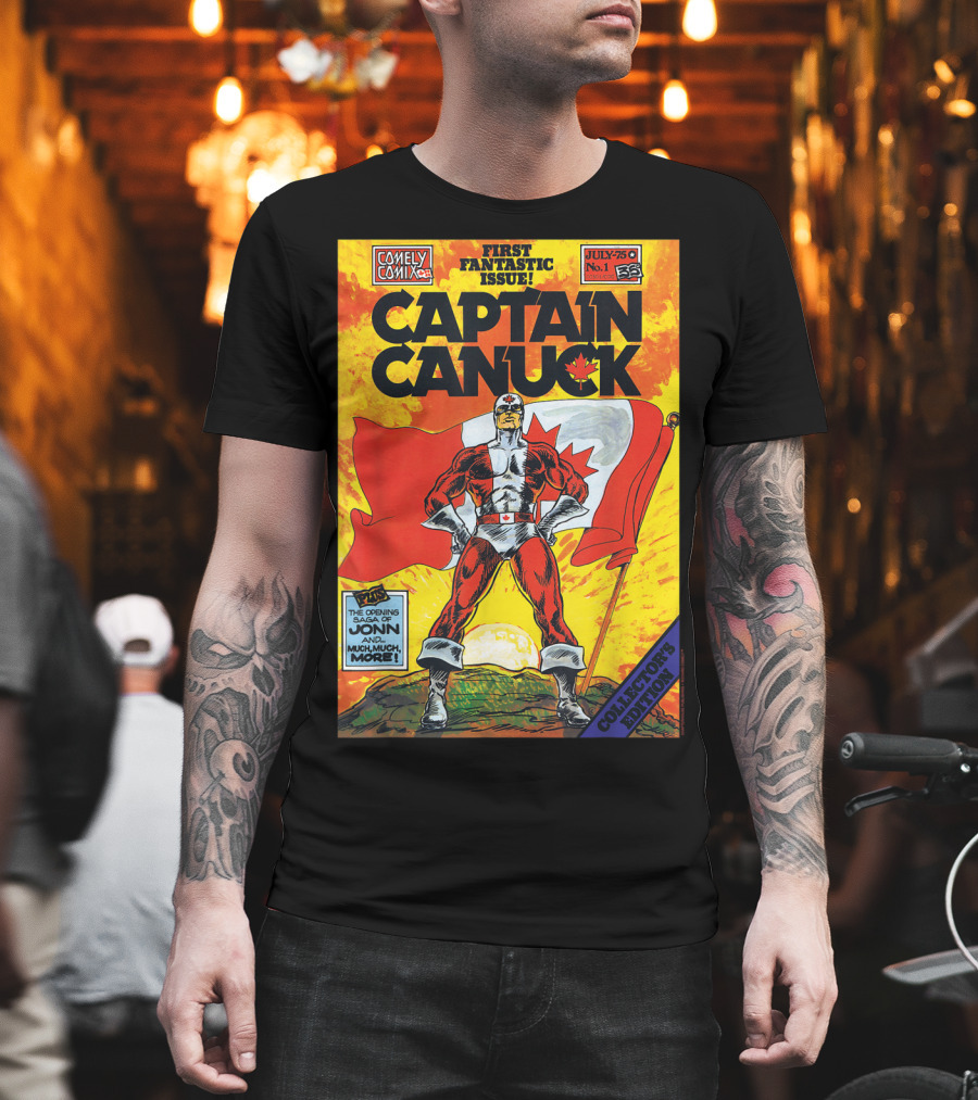Comely Comix First Fantastic Issue Captain Canuck July 75 No. 1 Collector's Edition T-Shirt