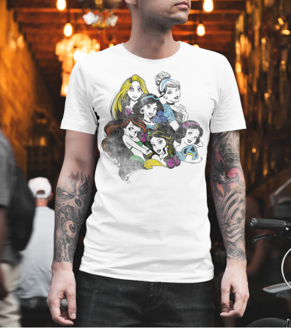 Disney Princess Group Vibrant Bold Color Pop T-Shirt Disney Princess Group Vibrant Bold Color Pop T-Shirt