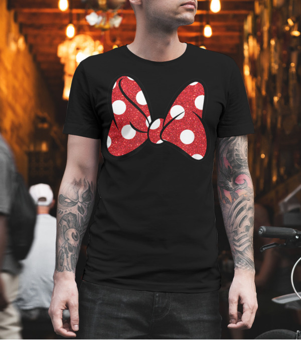Minnie Mouse Red Glitter Polka Dot Bow T-Shirt Minnie Mouse Red Glitter Polka Dot Bow T-Shirt