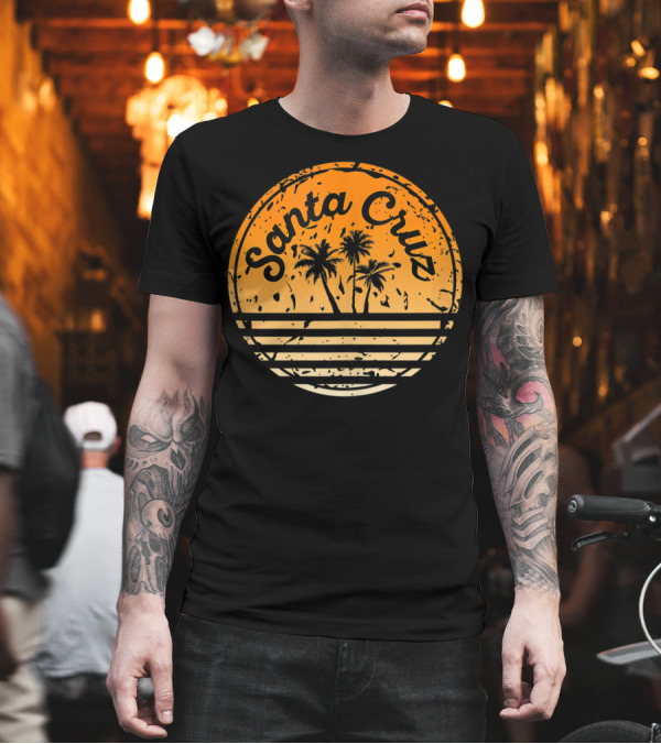 Santa Cruz Palm Trees Vintage Sunset T-Shirt Santa Cruz Palm Trees Vintage Sunset T-Shirt