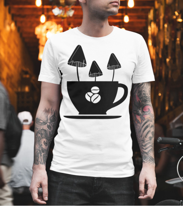 Coffee Mushroom Cup with Beans T-Shirt Coffee Mushroom Cup with Beans T-Shirt