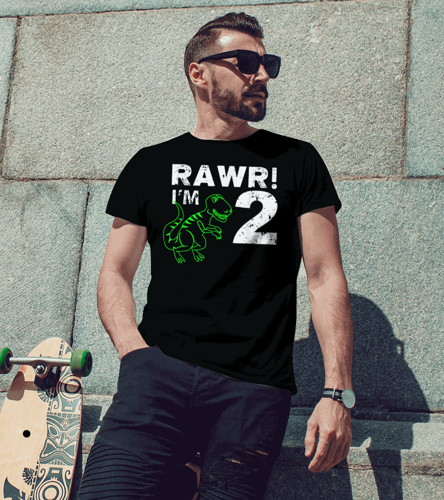 RAWR I'm 2 Dinosaur 2nd Birthday T-Shirt