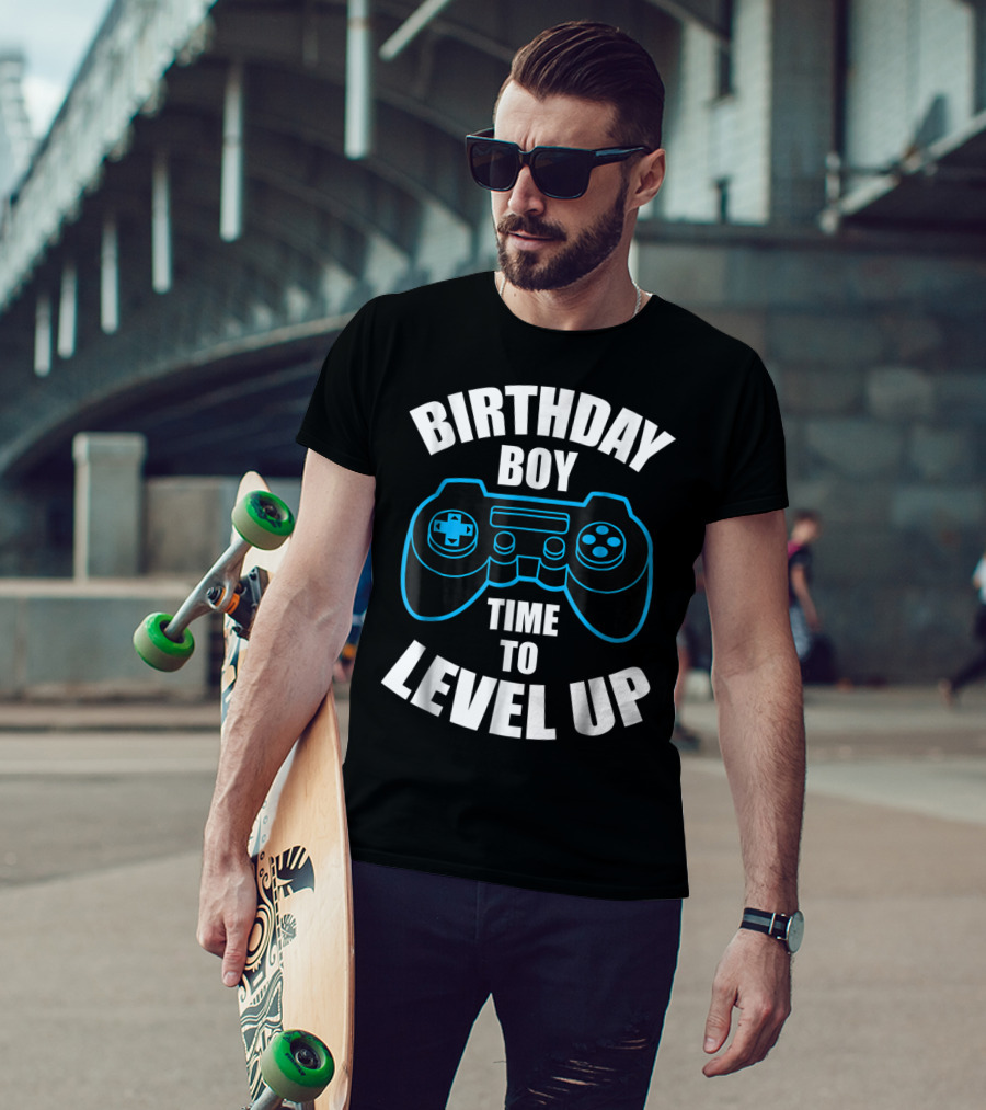 Birthday Boy Time To Level Up Gamer Theme Bday Loading T-Shirt
