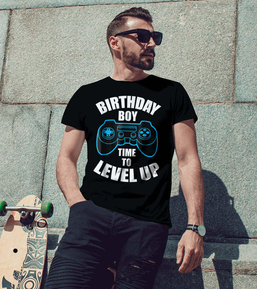 Birthday Boy Time To Level Up Gamer Theme Bday Loading T-Shirt