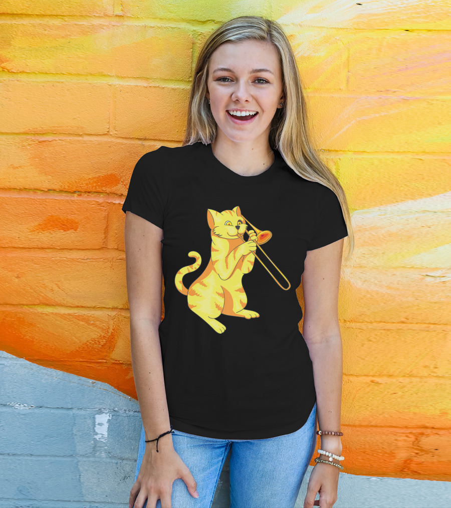 Cat Trombone Meow Music Collection T-Shirt