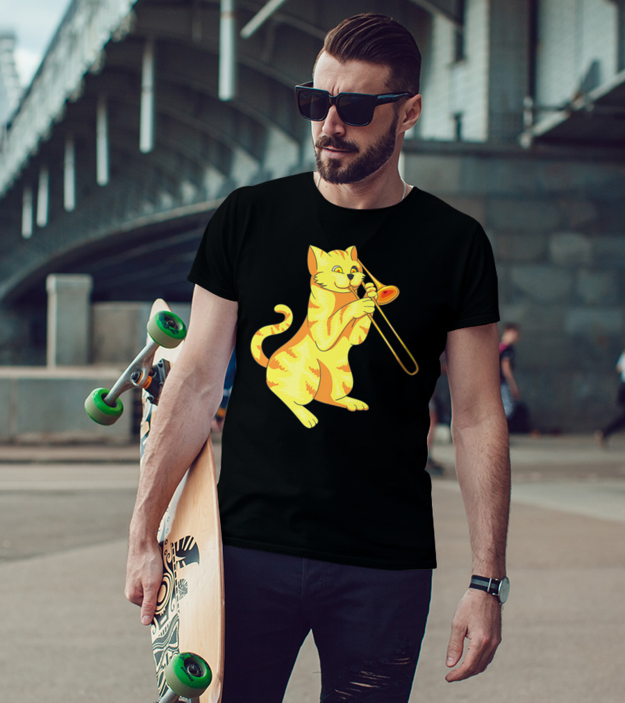 Cat Trombone Meow Music Collection T-Shirt