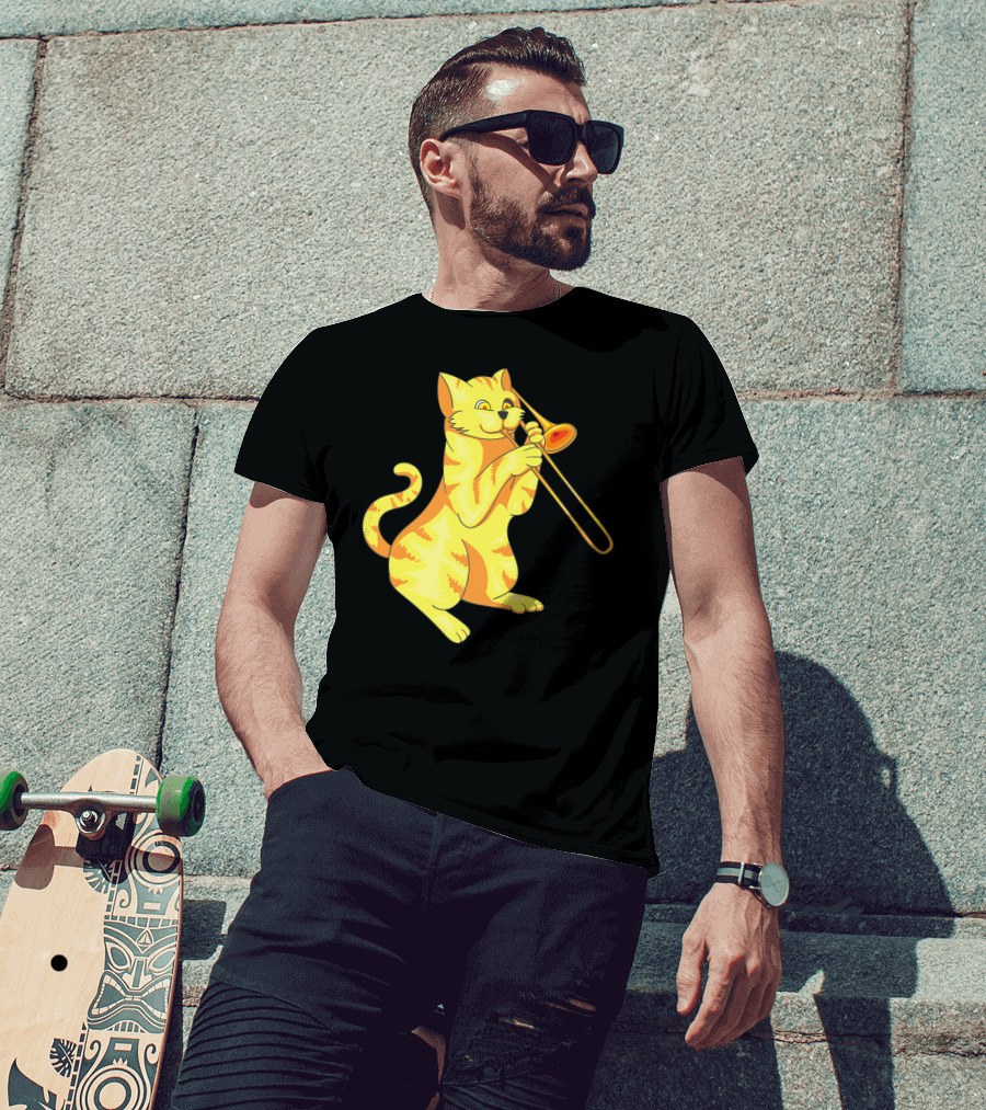 Cat Trombone Meow Music Collection T-Shirt