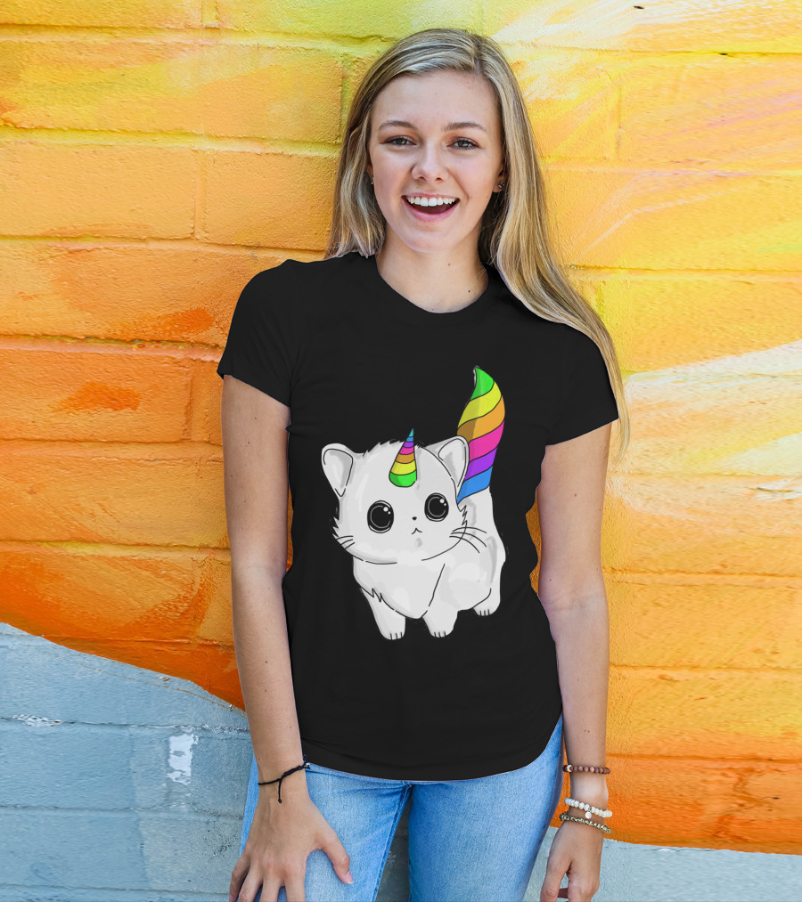 Caticorn Unicorn Rainbow Cat For Girls Boys Adults T-Shirt