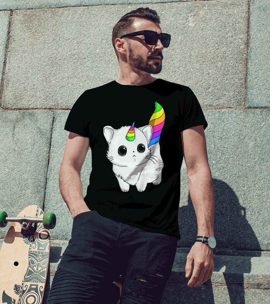 Caticorn Unicorn Rainbow Cat For Girls Boys Adults T-Shirt
