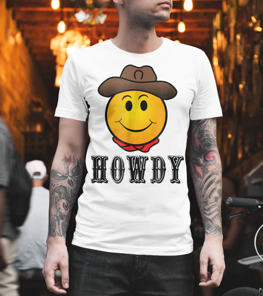 Howdy Cowboy Western Smiley Emoji Rodeo T-Shirt