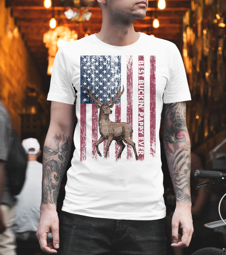 Best Buckin' Pappy Ever US Flag Deer Hunting T-Shirt