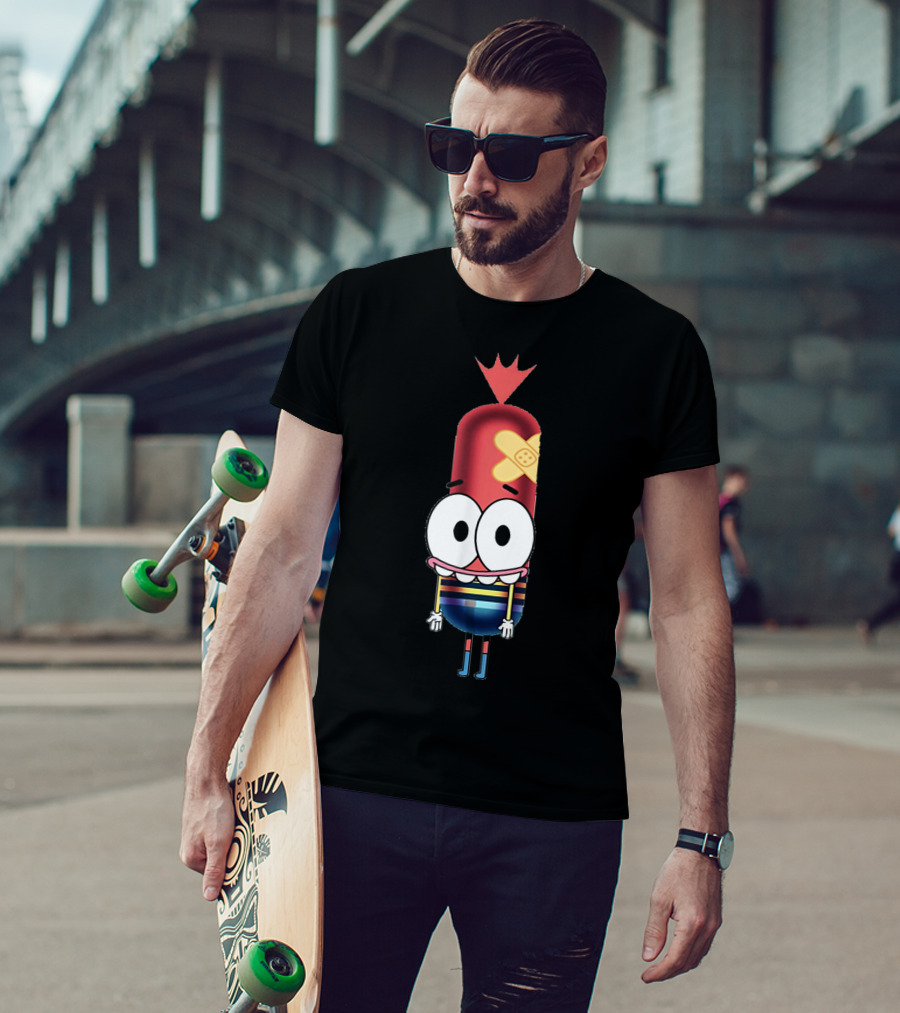 Funny Silly Idea Pinky Hotdog Cartoon Character T-Shirt