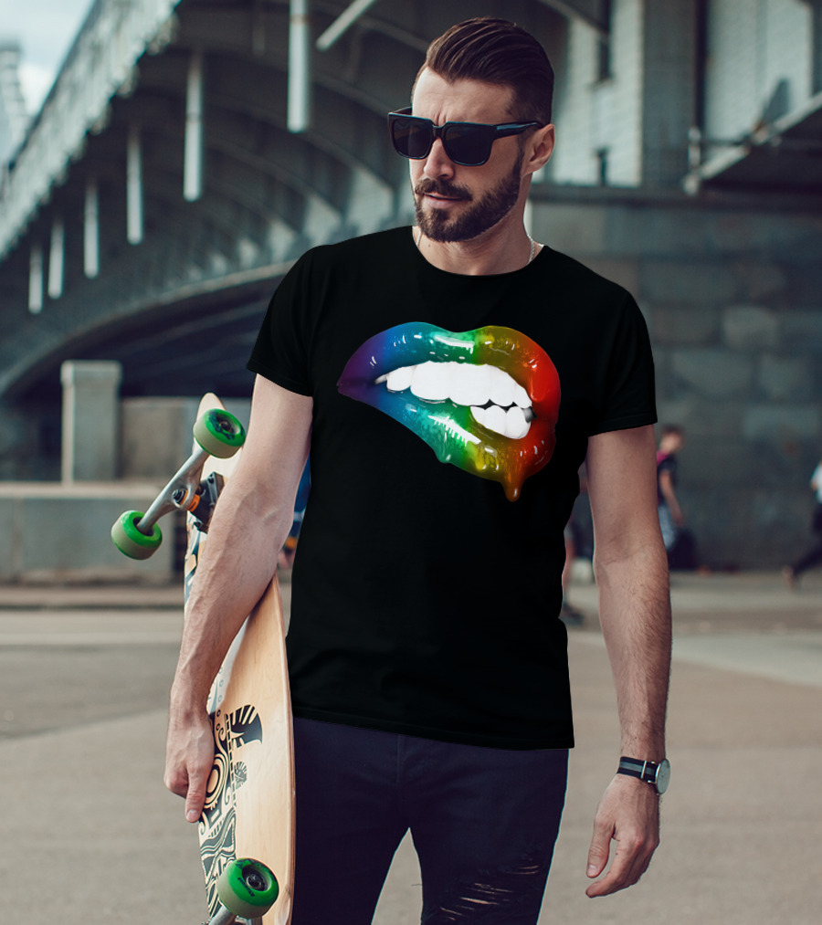 Rainbow Lips Cute Artful Makeup Addicts Lipstick Fashion Trends T-Shirt