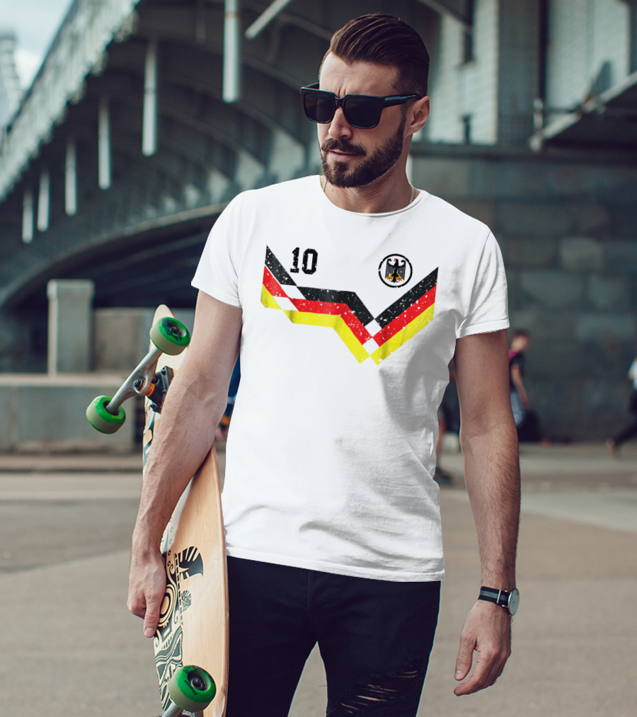 Deutschland Retro Soccer Jersey Number 10 With German Eagle Emblem T-Shirt