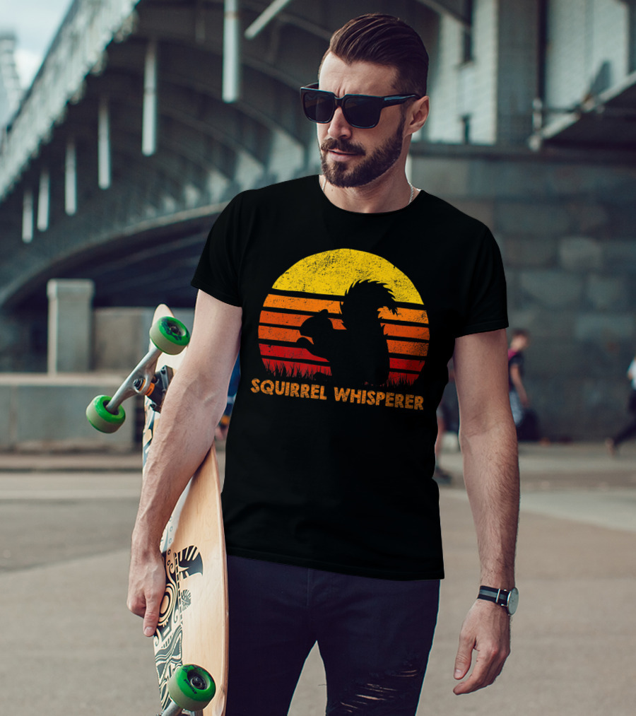 Squirrel Whisperer Sunset Retro T-Shirt