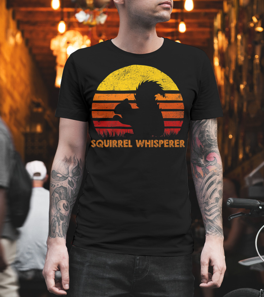 Squirrel Whisperer Sunset Retro T-Shirt