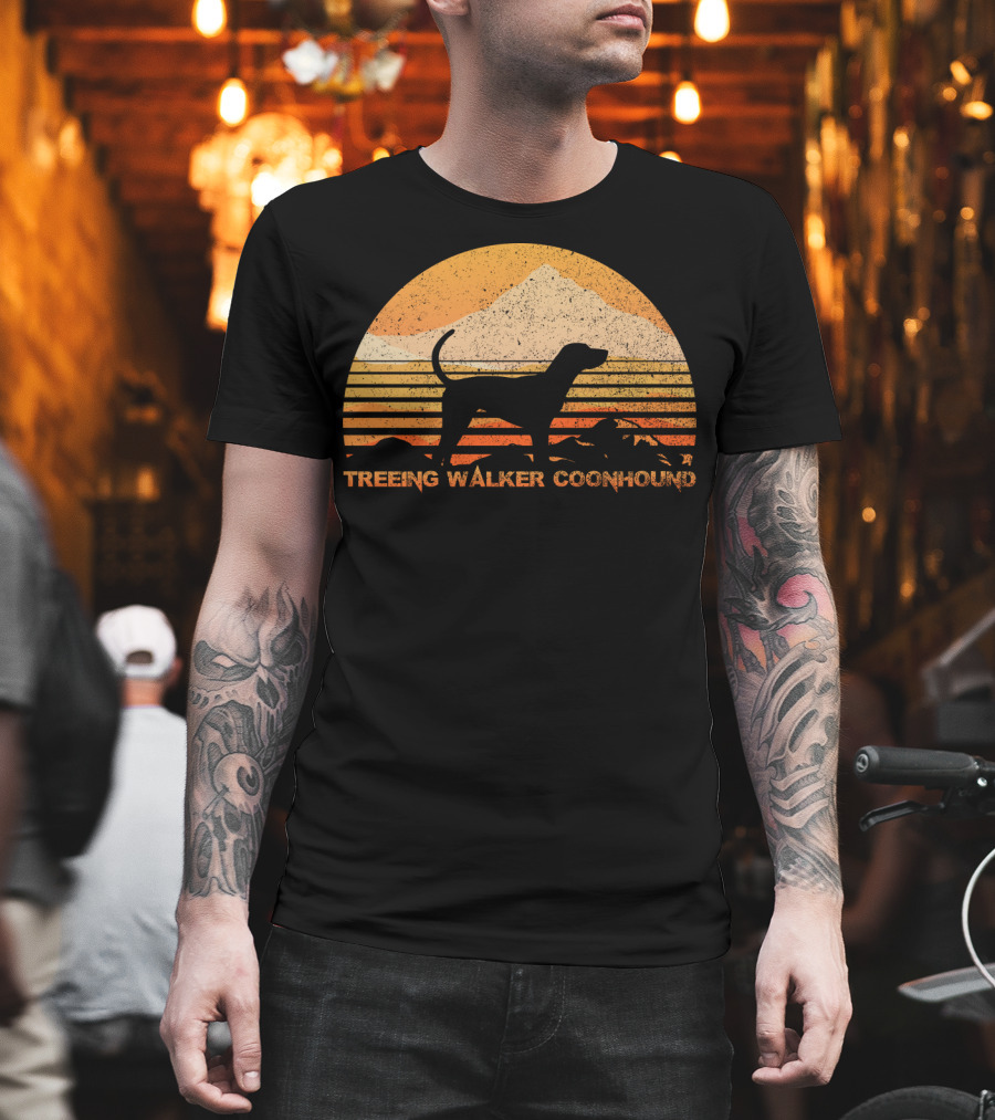 TREEING WALKER COONHOUND Retro Sunset T-Shirt