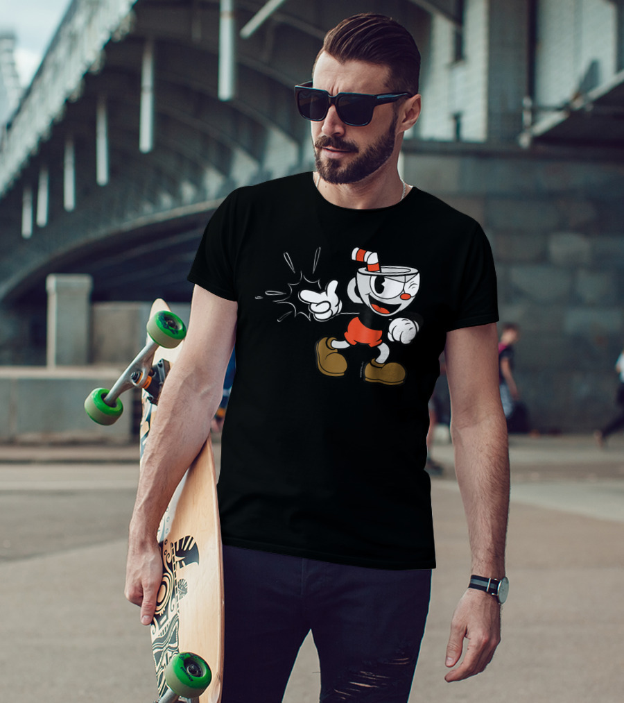 Cuphead Classic Wink Finger Snap Clap Iconic Pose T-Shirt