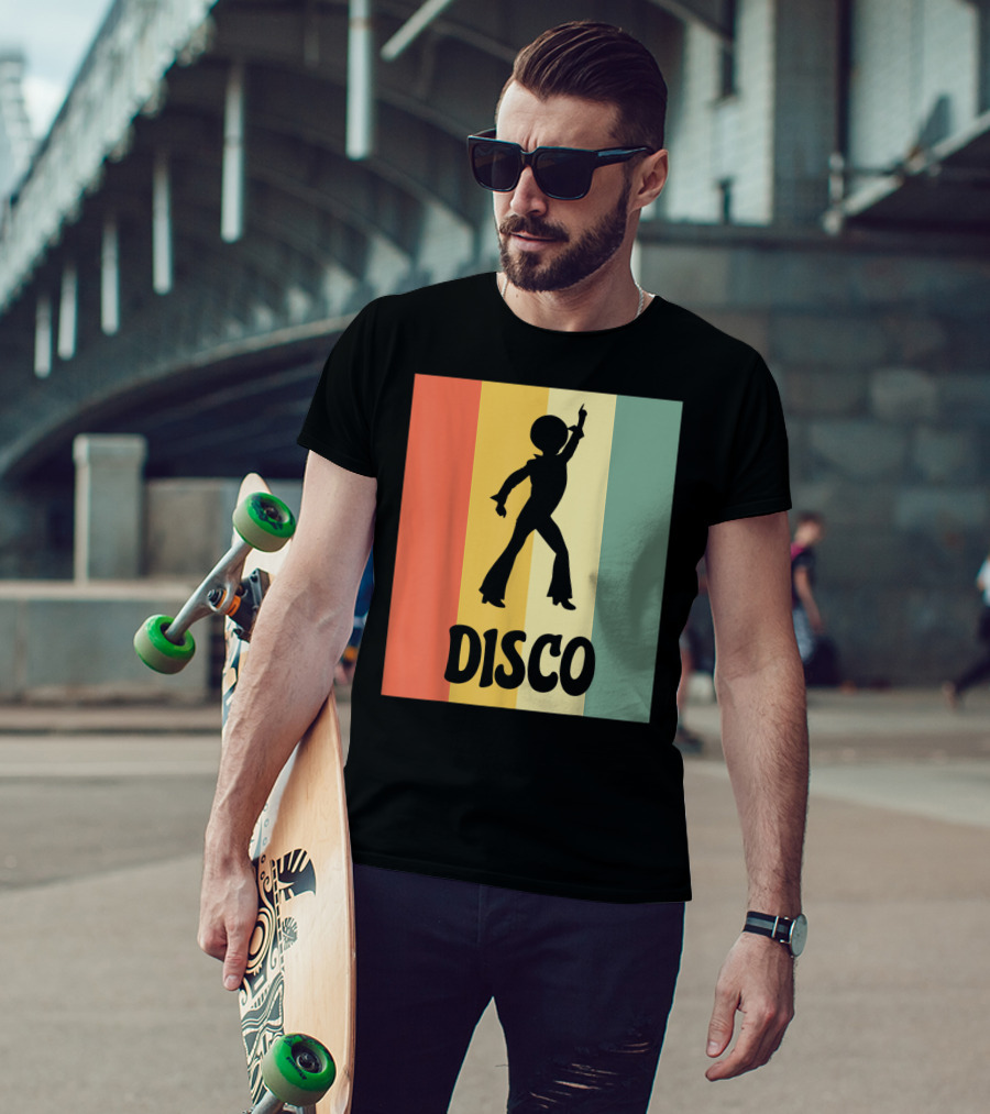 Disco Retro Funk Groove On Color Stripes T-Shirt