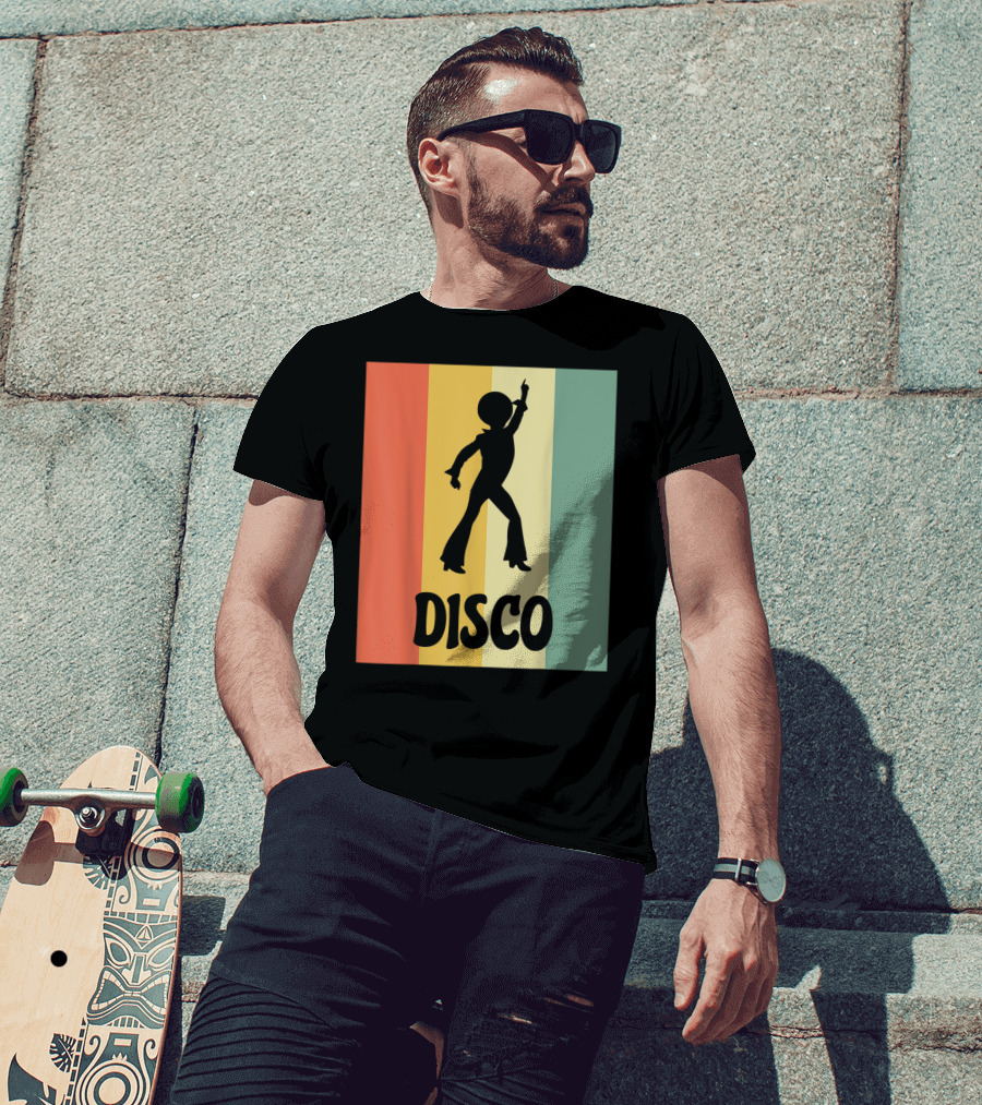 Disco Retro Funk Groove On Color Stripes T-Shirt