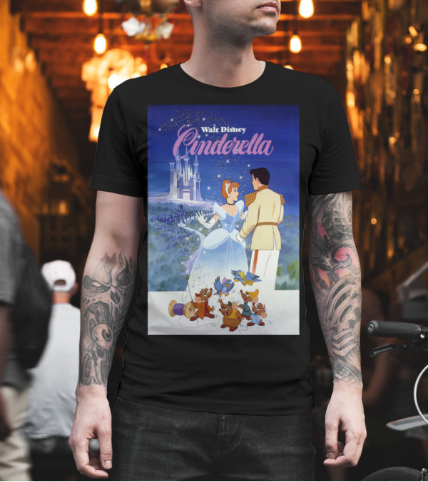 Walt Disney Cinderella Classic Vintage Movie Poster with Prince and Castle T-Shirt Walt Disney Cinderella Classic Vintage Movie Poster with Prince and Castle T-Shirt