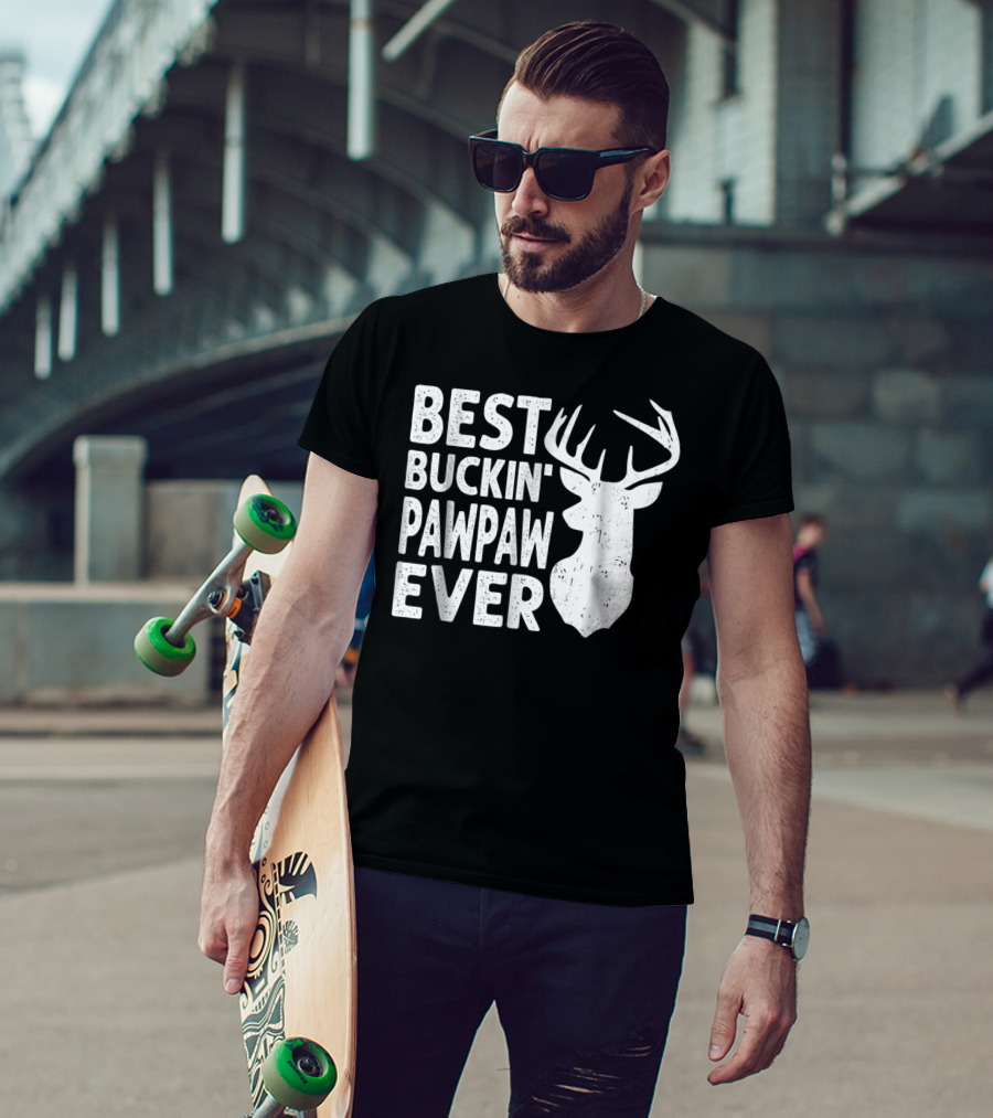 Best Buckin' Pawpaw Ever Deer Hunting Buckin' Deer Head T-Shirt