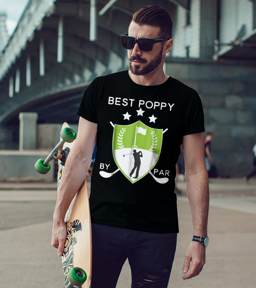 Best Poppy By Par Golf Golfer Crest Shield T-Shirt