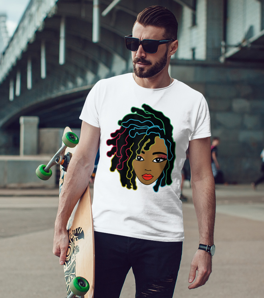 Black Girl With Colorful Locs Hair Pride T-Shirt
