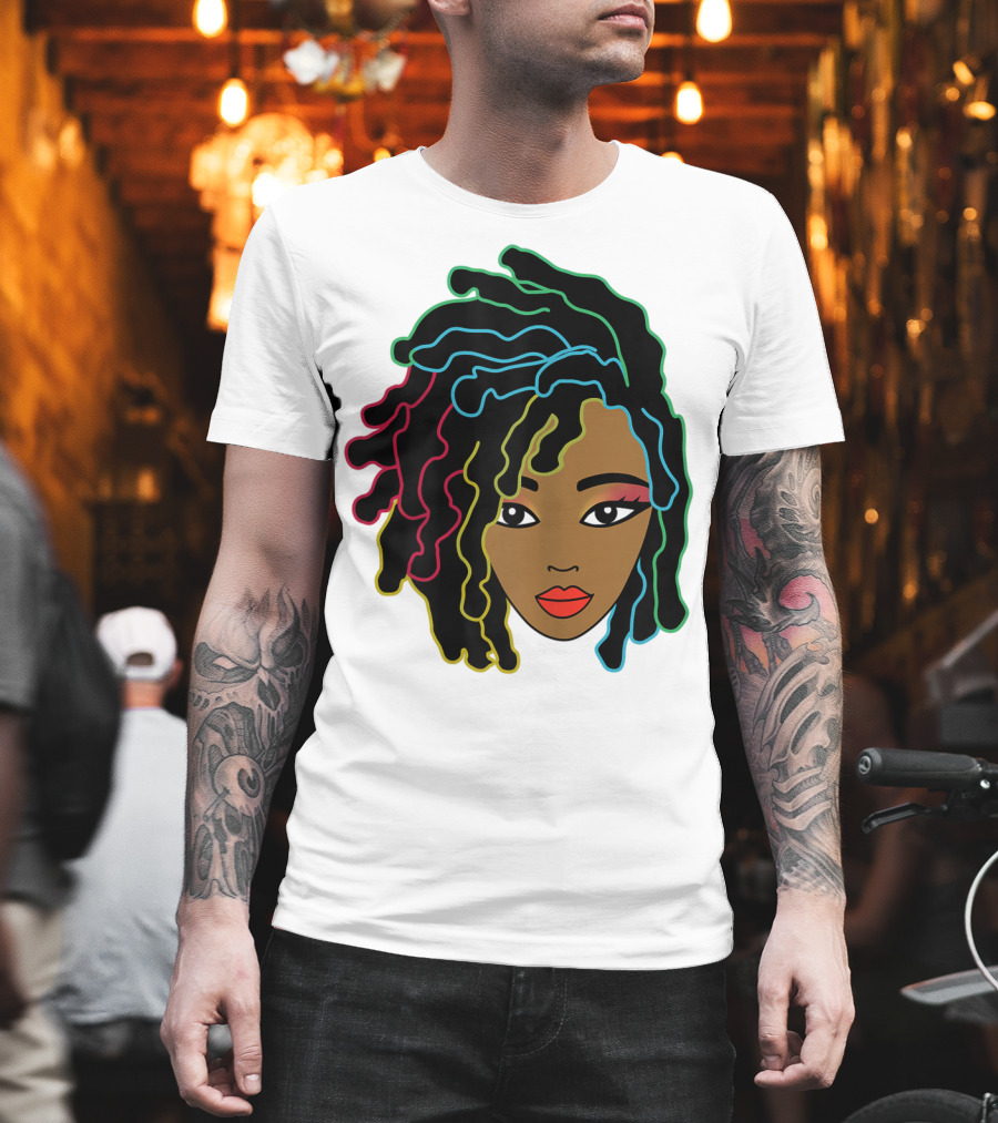 Black Girl With Colorful Locs Hair Pride T-Shirt