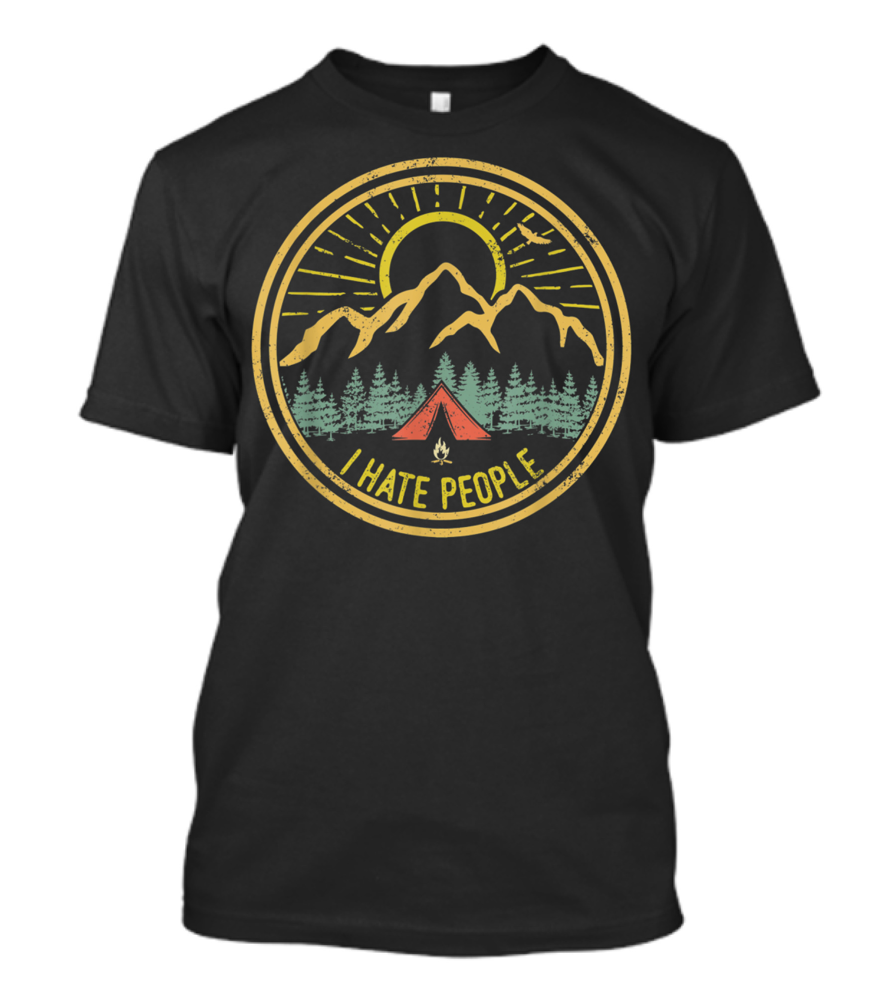 Camping I Hate People Funny Camp Lovers Nature Tent Mountains Twilight T-Shirt