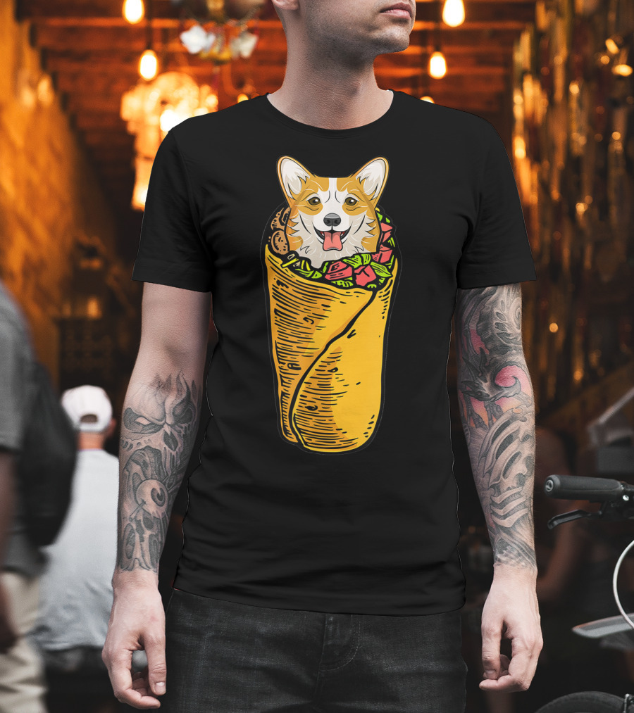 Cinco de Mayo Corgi in Burrito Mexican Food T-Shirt