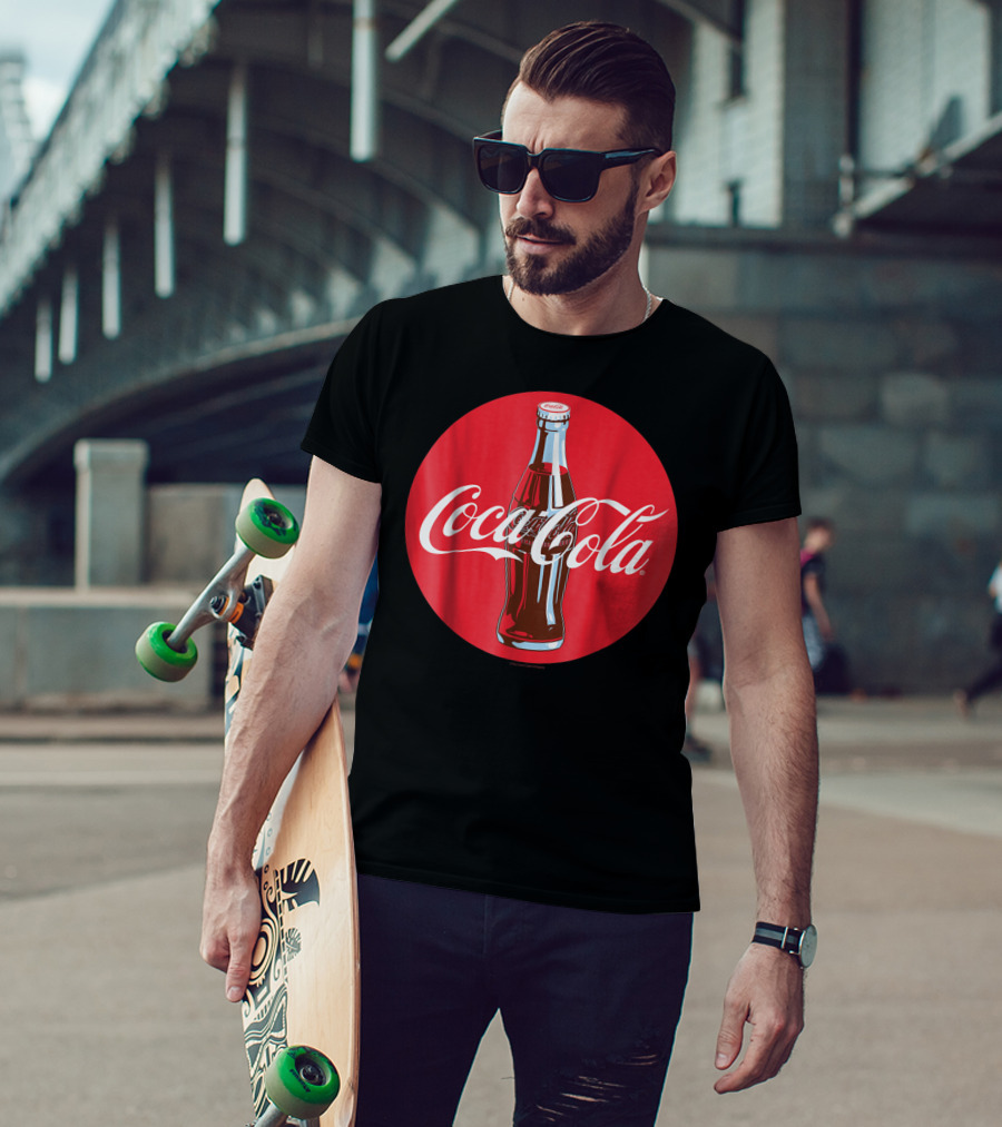 Coca Cola Classic Glass Bottle Red Circle T-Shirt