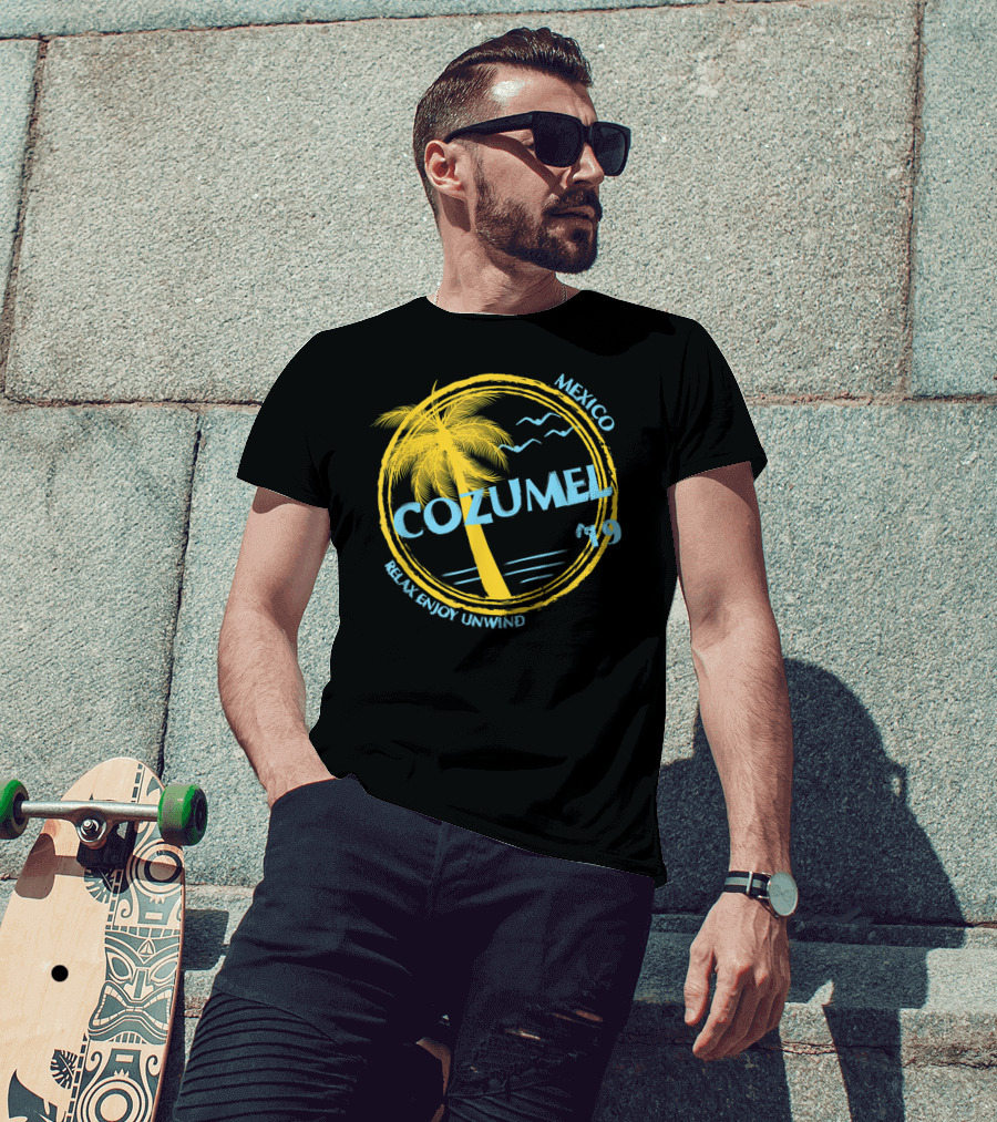 Cozumel Mexico Relax Enjoy Unwind Palm Tree 79 Spring Brea Souvenir T-Shirt