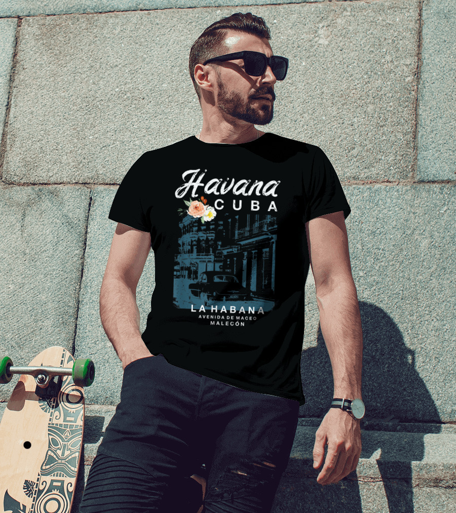 Havana Cuba La Habana Avenida De Maceo Malecón Vintage Travel T-Shirt