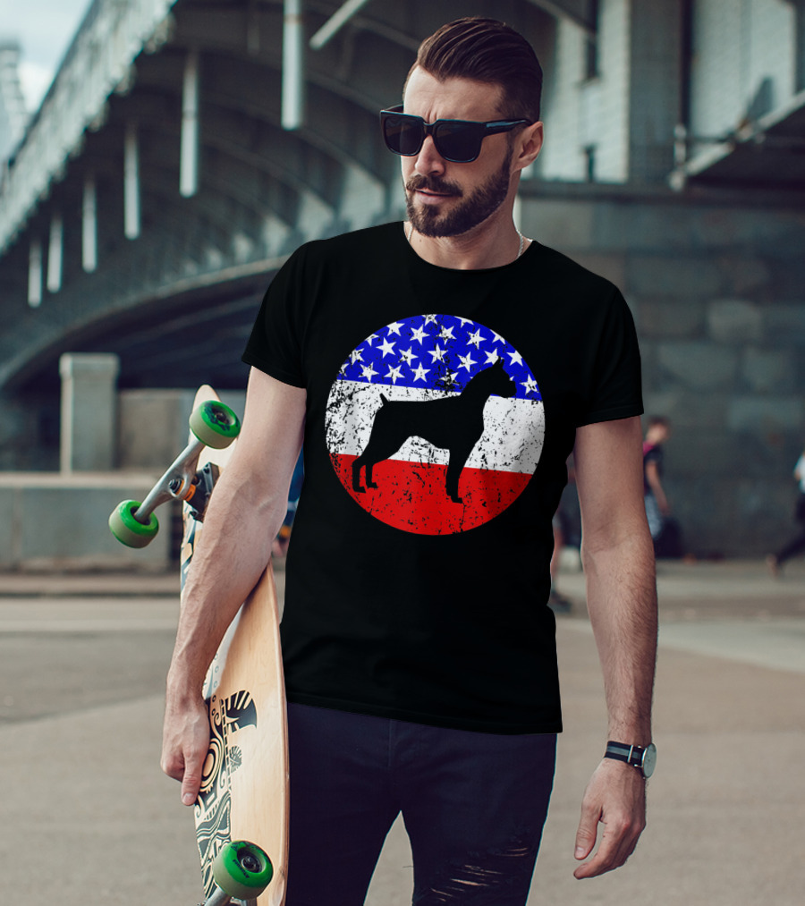 American Flag Vintage Boxer Dog T-Shirt