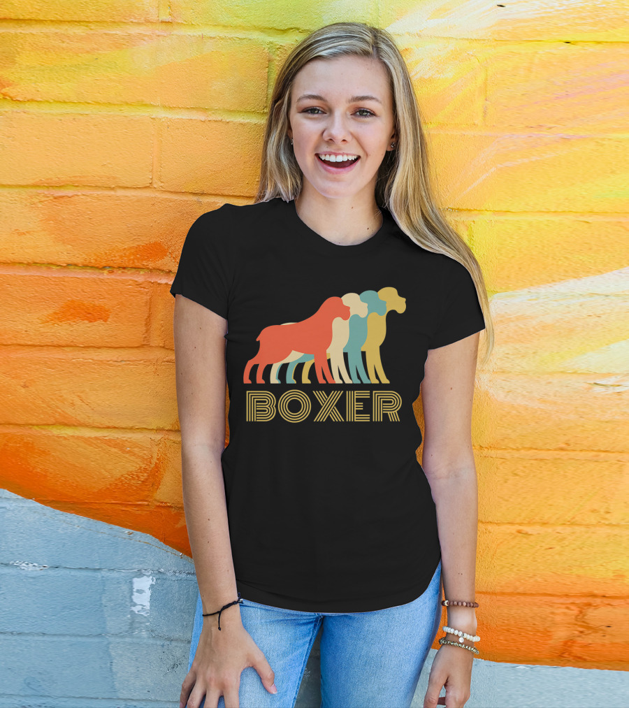 Boxer Dog Breed Vintage Colorful T-Shirt