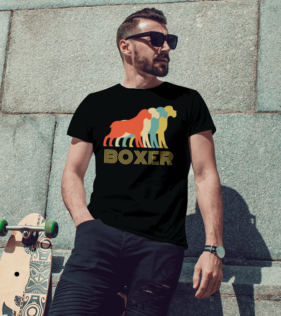 Boxer Dog Breed Vintage Colorful T-Shirt