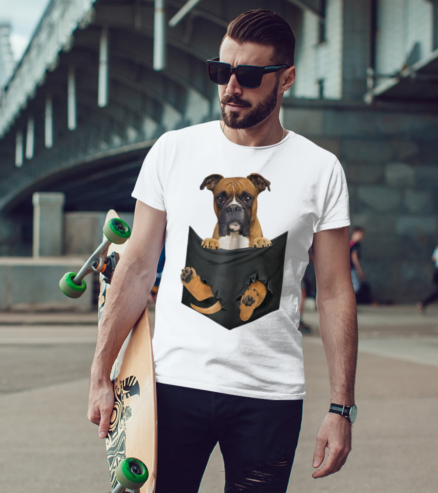 Boxer Puppy In Pocket Boxer Lover T-Shirt