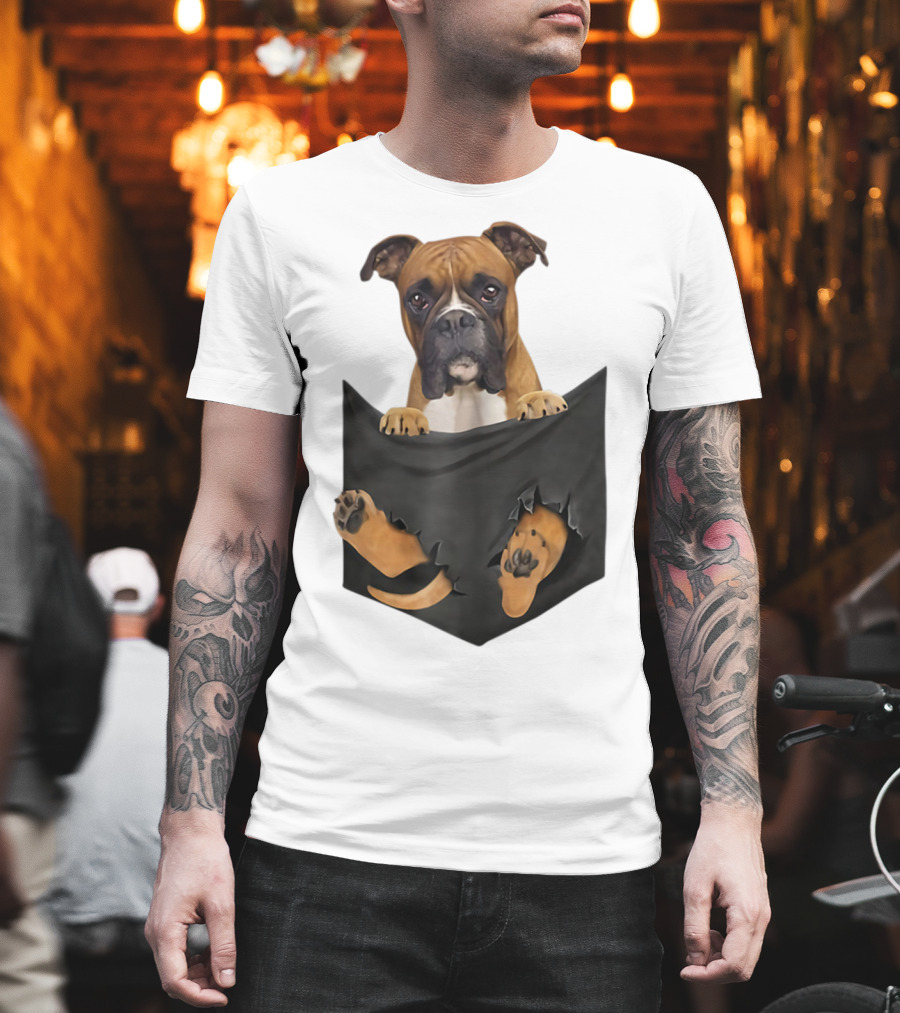Boxer Puppy In Pocket Boxer Lover T-Shirt