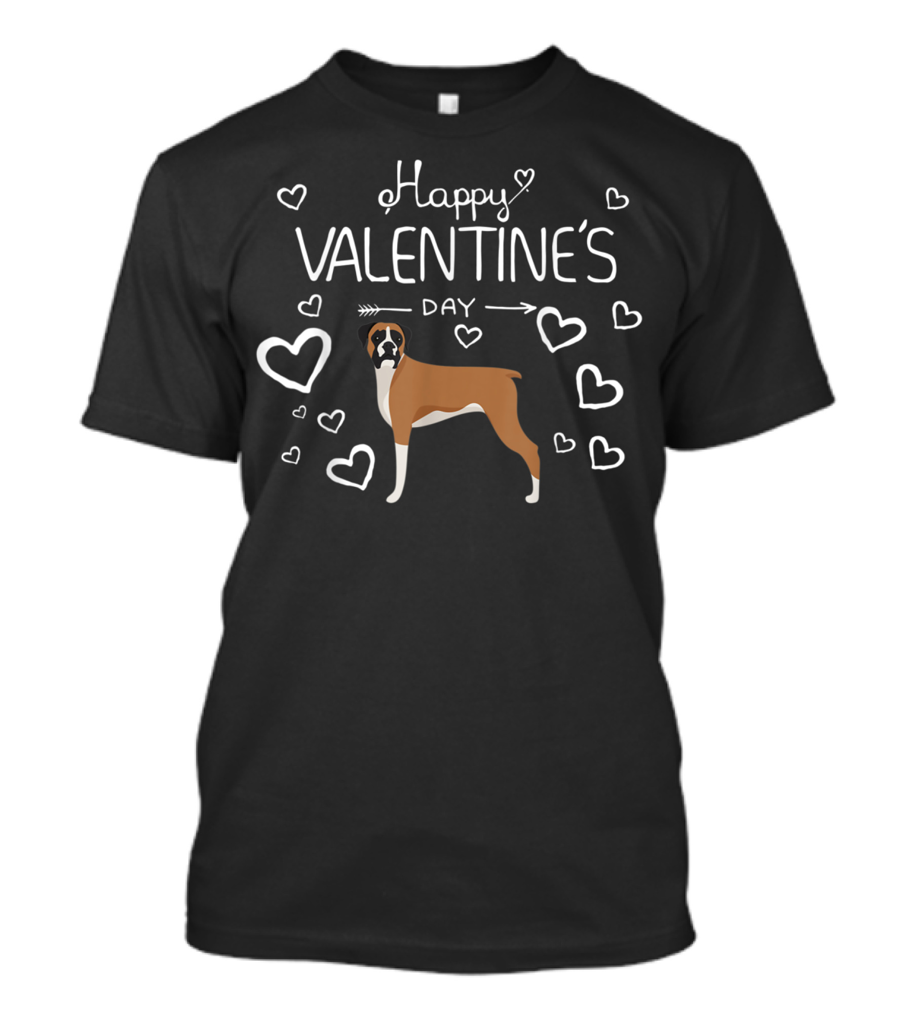 Happy Valentine's Day Boxer Dog Surrounded By Hearts T-Shirt