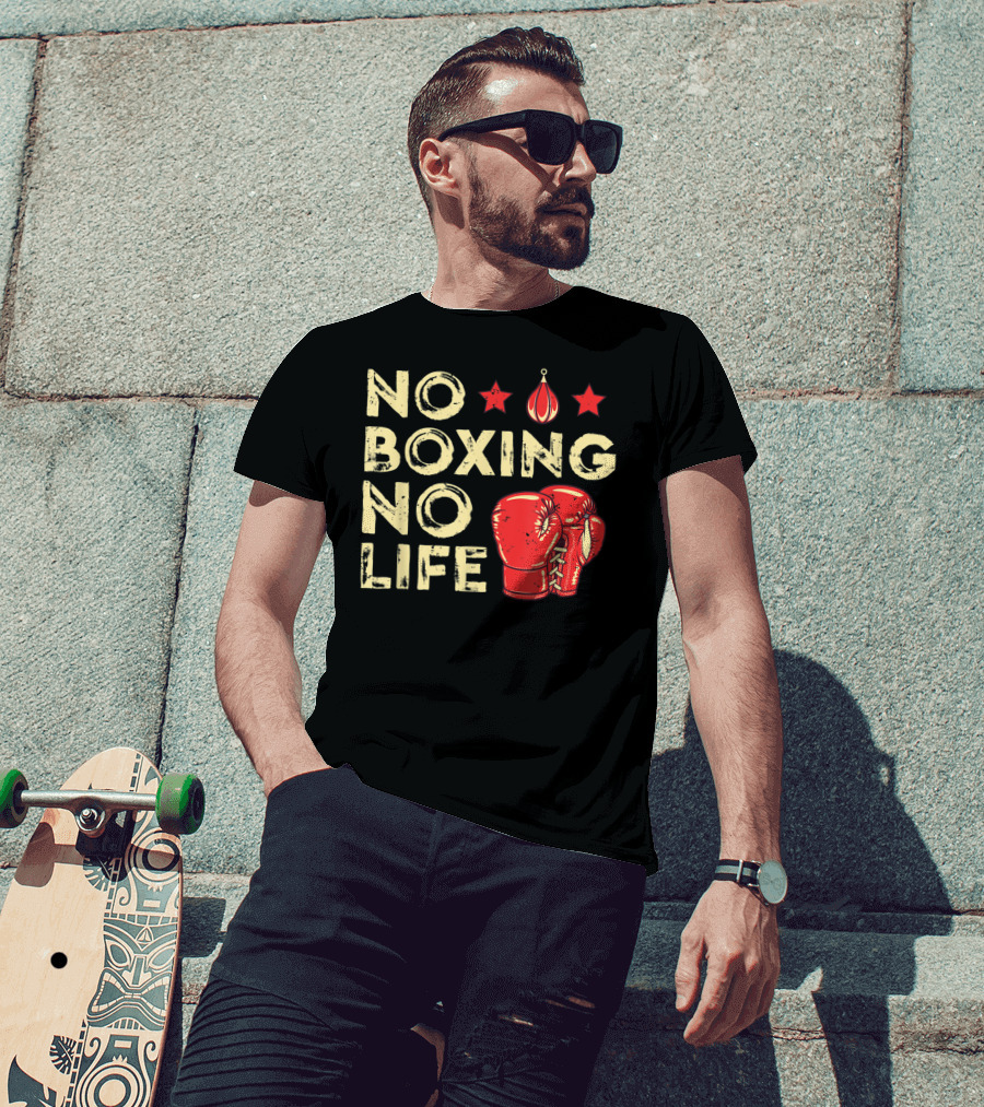 No Boxing No Life Boxer Lover Gloves And Stars T-Shirt