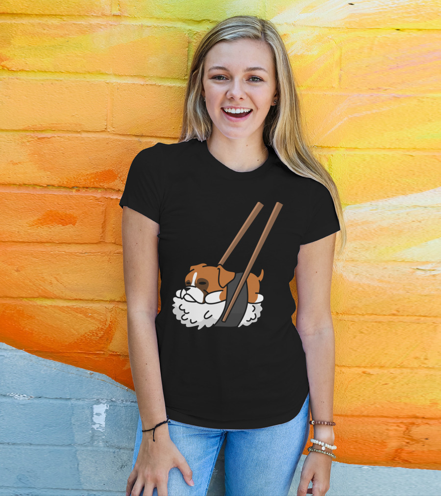 Boxer Dog Sushi With Funny Chopsticks T-Shirt