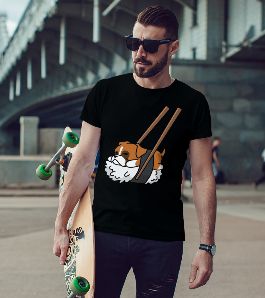 Boxer Dog Sushi With Funny Chopsticks T-Shirt