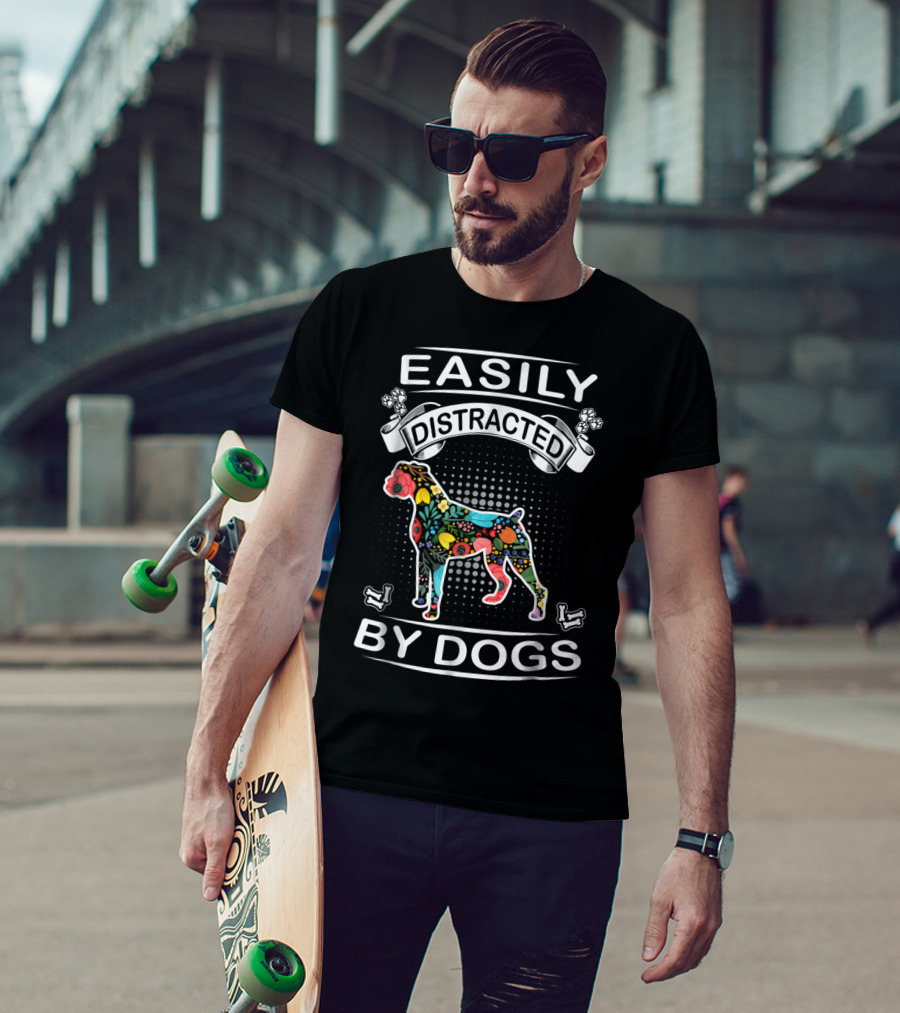 Easily Distracted By Dogs Colorful Boxer T-Shirt