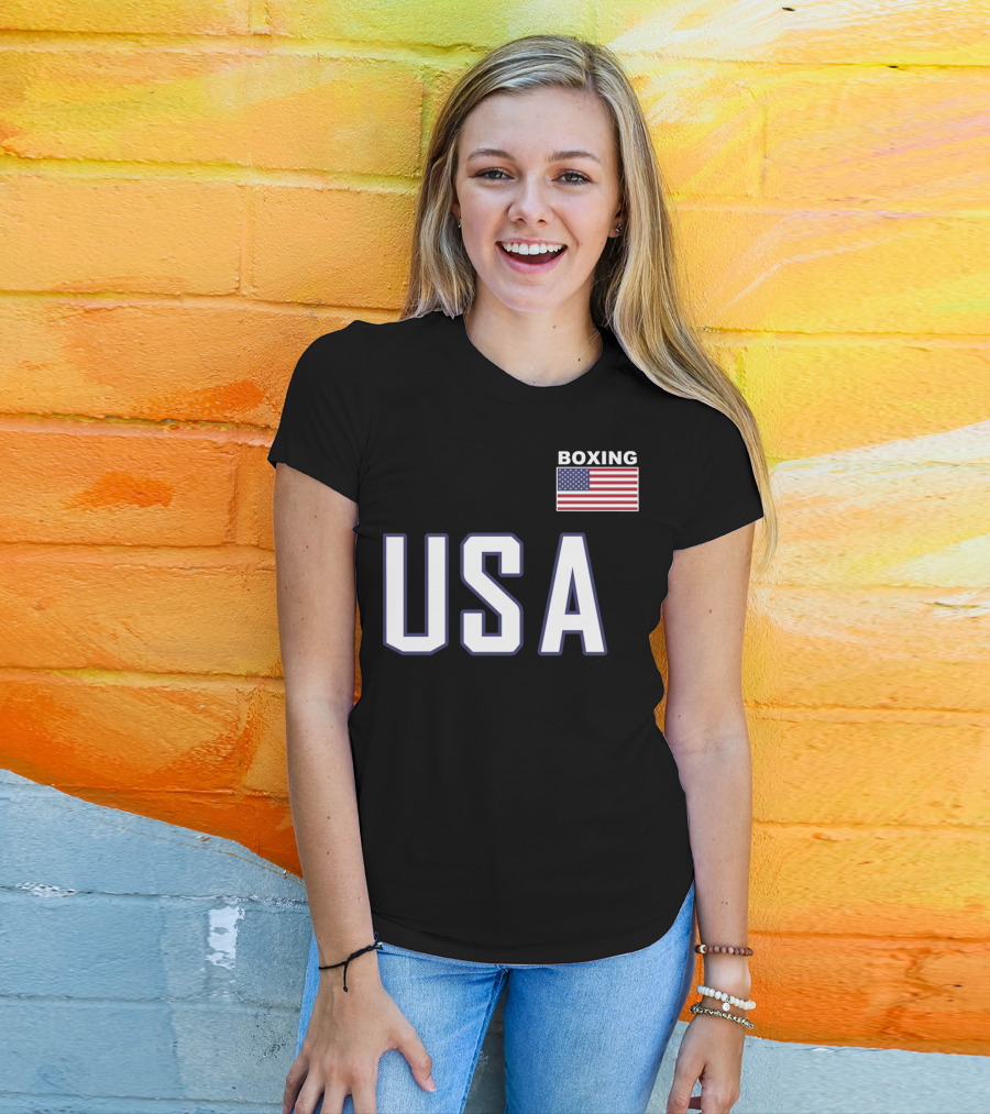 USA Flag Boxing Jacket With Pocket Equipment Theme For Boxer T-Shirt