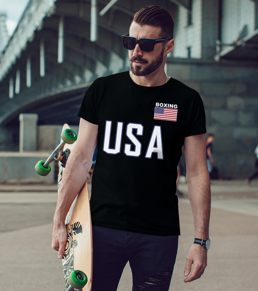 USA Flag Boxing Jacket With Pocket Equipment Theme For Boxer T-Shirt