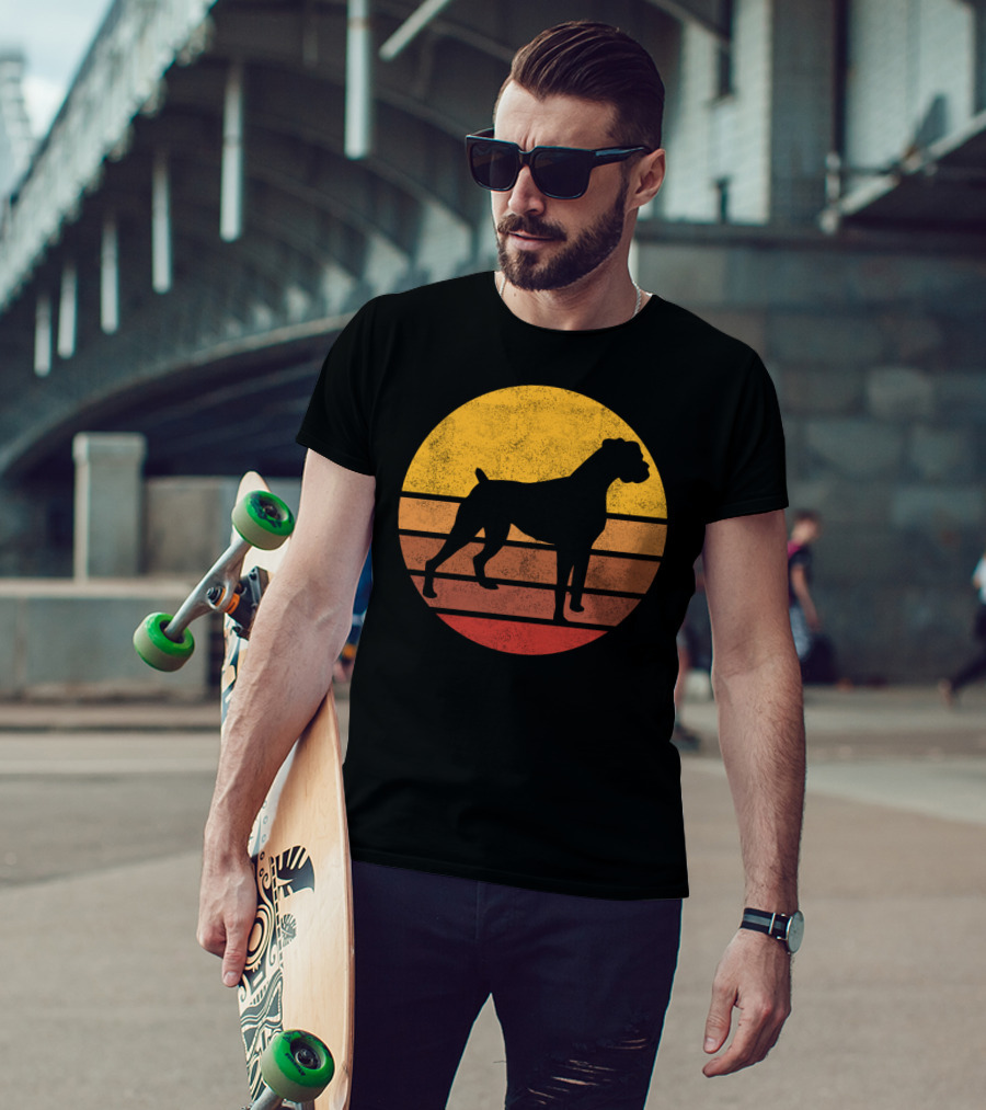 Vintage Sunset Boxer Dog T-Shirt